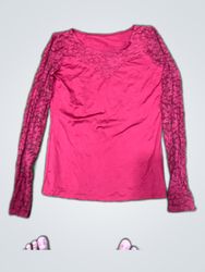 Red Lace Sleeve Blouse