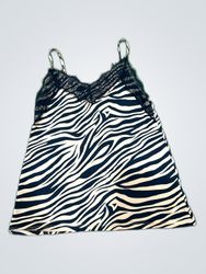Amisu Zebra Print Lace Trim Camisole