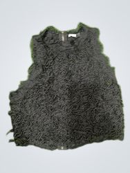 Zara Black Fringed Sleeveless Blouse