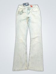 Light Wash Flare Jeans with Embellishments