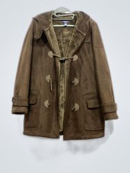 Chaps Brown Hooded Shearling Coat