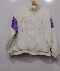Wilson Track Jacket White with Geometric Prints