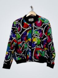 RIDE Colorful Abstract Print Bomber Jacket