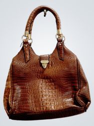 Kate & Alex Cuffaro Italian Design Brown Croc Embo..