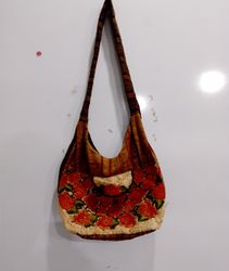Bohemian floral embroidered hobo bag