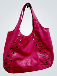 Pink studded tote bag