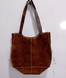Brown Suede Tote Bag