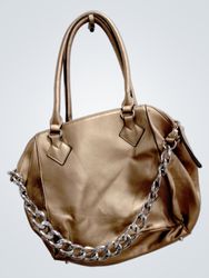 Worthington Gold Satchel Handbag with Chain Detail