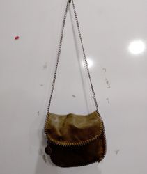STELLA McCARTNEY Brown Leather Chain Shoulder Bag