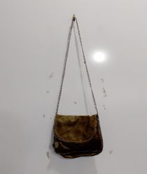 Suede crossbody bag with chain strap