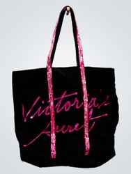 Victoria's Secret Black Tote Bag with Pink Sequin ..