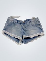 Almost Famous Denim Shorts with Lace Trim
