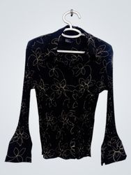 Tristan & Iseut Black Floral Print Long Sleeve Blo..
