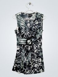 Bizz Girl Sleeveless V-Neck Top with Buckle Detail