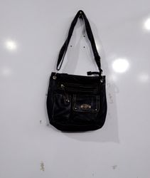 Black faux leather crossbody bag