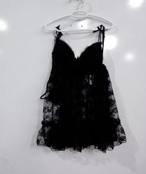Babydoll de Renda Preta Lingerie