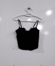 Refuge Black Lace Trim Cami Top