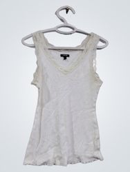 Débardeur court à bretelles en dentelle blanche Ap..