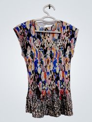 Milam Pleated Top with Abstract and Animal Print