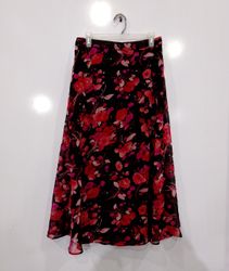 Black Floral Print Maxi Skirt