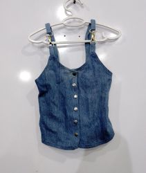 Denim Button-Up Tank Top
