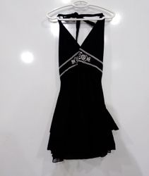 Black Halter Dress with Embellishments