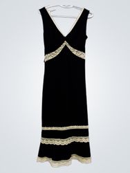 Express Black Lace Trim Midi Dress