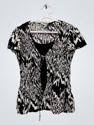 Fred Davis Petite Black and White Abstract Print T..