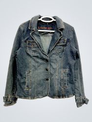 contrast embroidered denim jacket