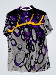 Jamie Sadock Women's Pleated Short Sleeve Collared..