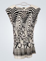 Milana Women's Black and White Pleated Top Size L