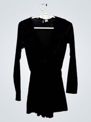 H&M Black Velvet Glitter Romper