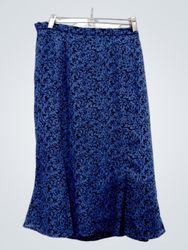 Saia com estampa floral azul Leslie Fay