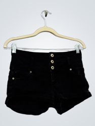 ASPHALT Schwarze Denim-Hochbund-Shorts