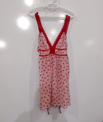 Forever 21 Pink Bow Print Babydoll Dress