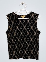 RAFAEL sleeveless black and tan diamond pattern to..