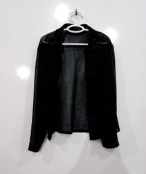 JKARA NEW YORK Black Sheer Beaded Shirt