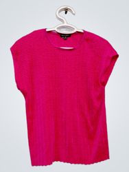 NOTATIONS Women's Pink Textured Short Sleeve Top S..