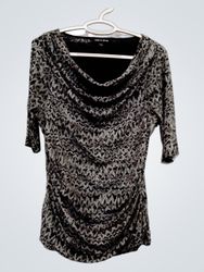 Cable & Gauge Women's Ruched Cowl Neck 3/4 Sleeve ..