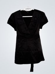 Top Envolvente com Decote V Preto Express Design S..
