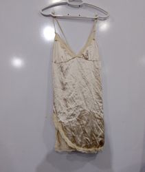 Satin Slip Dress with Lace Trim