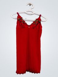 Deslize vermelho com detalhe floral