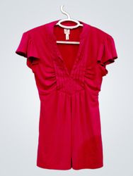 Heart Soul Pink Oberteil mit V-Ausschnitt, gerafft..