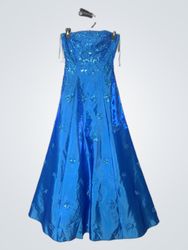 Michelangelo Blue Strapless Sequin Embellished Gow..
