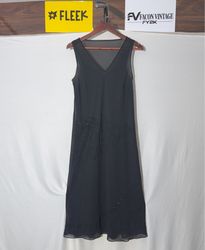 Ann Taylor LOFT Black Beaded V-Neck Midi Dress