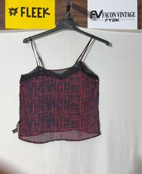 Forever 21 Haut caraco à imprimé écossais rouge et..