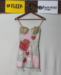 LACE & BEADS Sequin Heart Dress