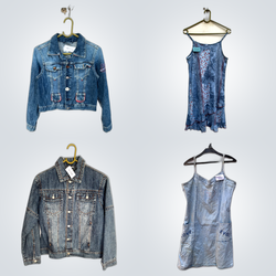 Striped Dresses +Denim Jackets Set(FV 378)