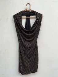 Robe mini drapée à pois noirs