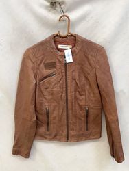 Veste en cuir marron Naf Naf